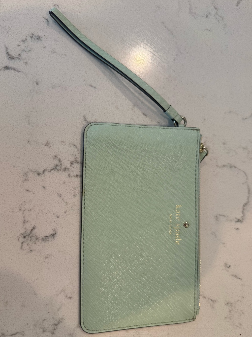 kate spade Mint Green Wristlet with Gold Logo